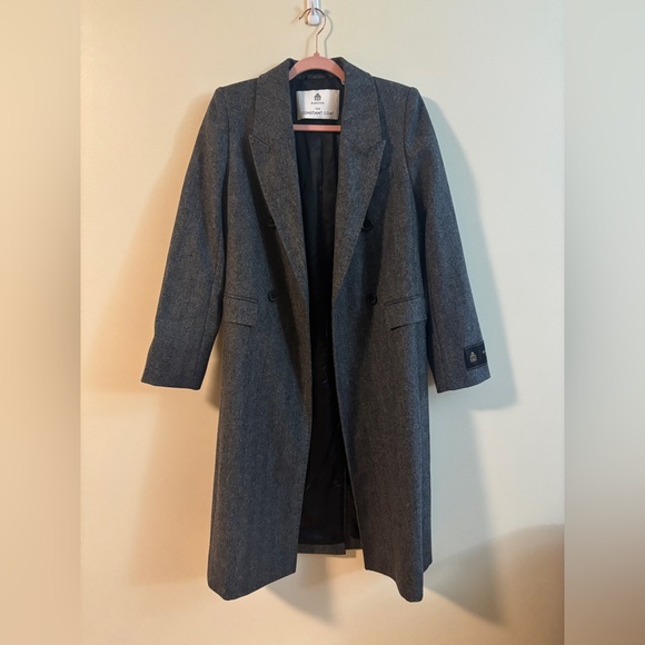 NWT Aritzia Babaton The Constant Coat -- Herringbone Black/White 2XS - Picture 2 of 10